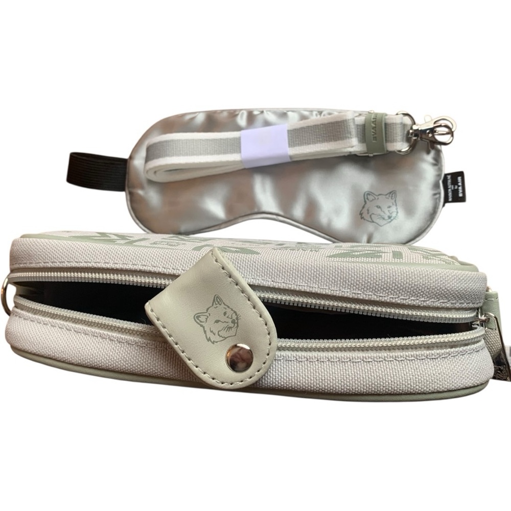 Brand New Maison Kitsuné Sage Green Colab Travel Bag With Strap & Accessories - Picture 11 of 11